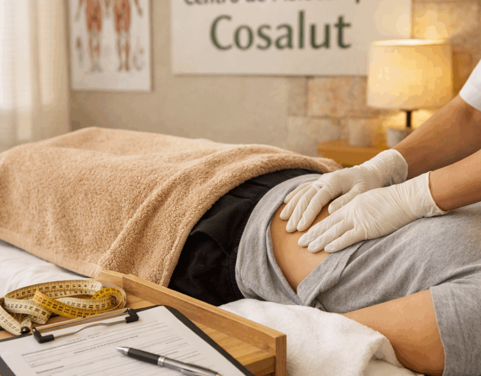 Comparacion de servicios de fisioterapia visceral en Sant Just Desvern, fisioterapeuta palpando abdomen.