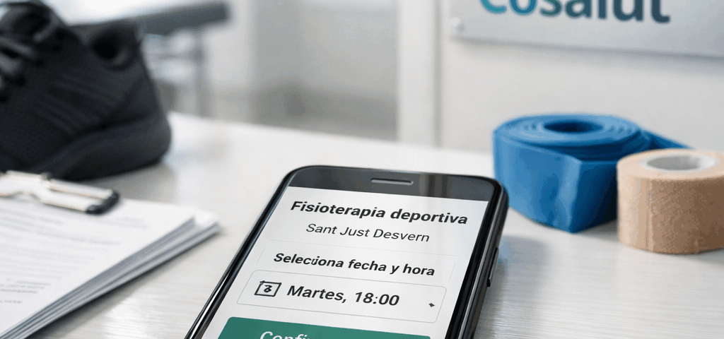 Móvil con cita de fisioterapia deportiva en Sant Just Desvern; Donde puedo agendar una sesion de fisioterapia deportiva cerca de Sant Just Desvern