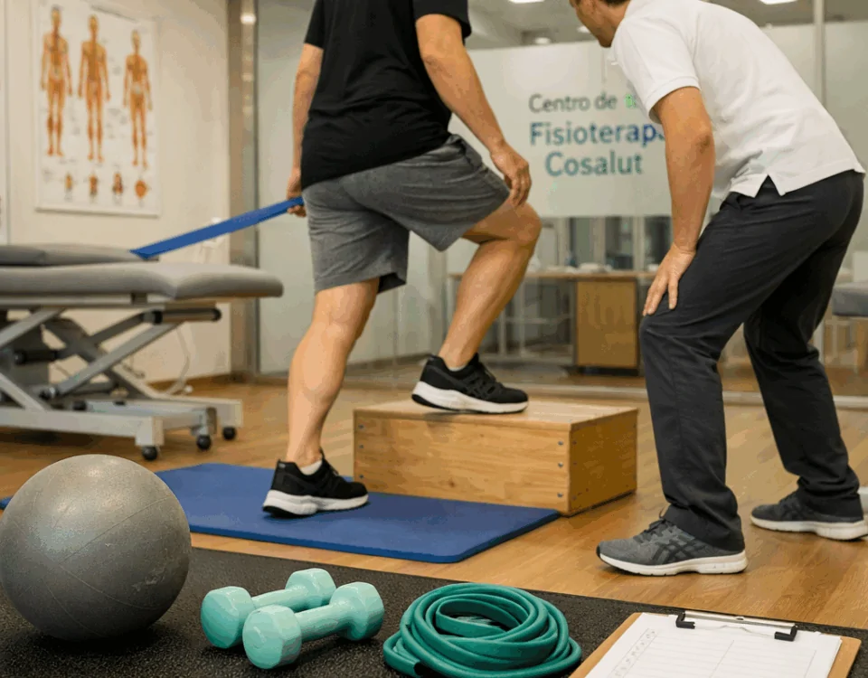 Fisioterapeuta supervisa ejercicio funcional en clínica de Sant Just Desvern; Que clinicas ofrecen ejercicio terapeutico funcional en Sant Just Desvern